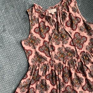 LOFT Medallion Tiered Sleeveless Drawstring Blouse